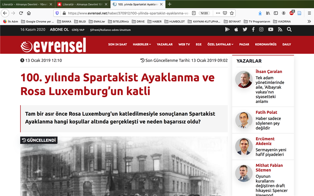 Spartakist Ayaklanma Luksemburg ve Libeknecht cinayetinin 100 Yıili (Evrensel)
