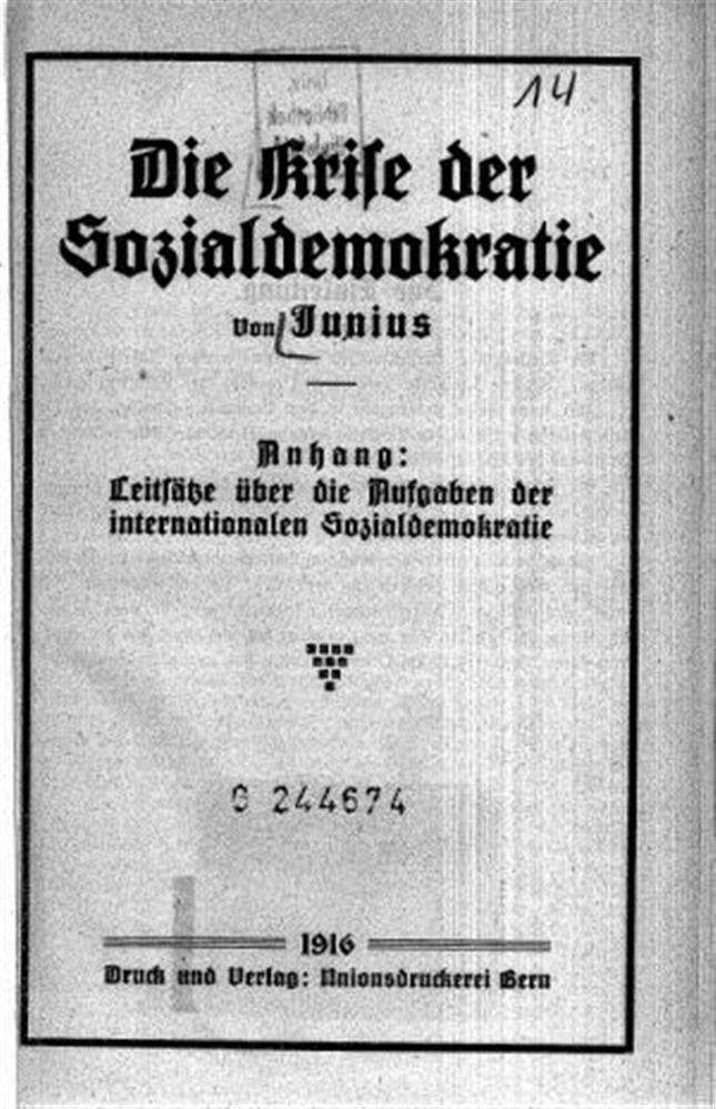 Junius 1916 - Krise de Sozialdemokratie