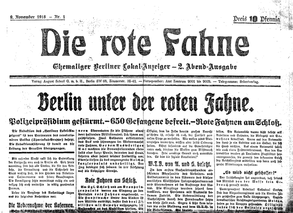 Rote-Fahne Sayı 1 (19.11.1918)